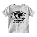 Kids Streetwear Worldwide Globe Infant Baby Boys Short Sleeve T-Shirt Grey