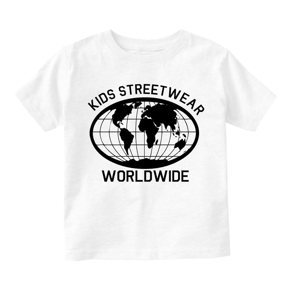 Kids Streetwear Worldwide Globe Infant Baby Boys Short Sleeve T-Shirt White