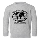 Kids Streetwear Worldwide Globe Toddler Boys Crewneck Sweatshirt Grey