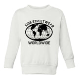 Kids Streetwear Worldwide Globe Toddler Boys Crewneck Sweatshirt White