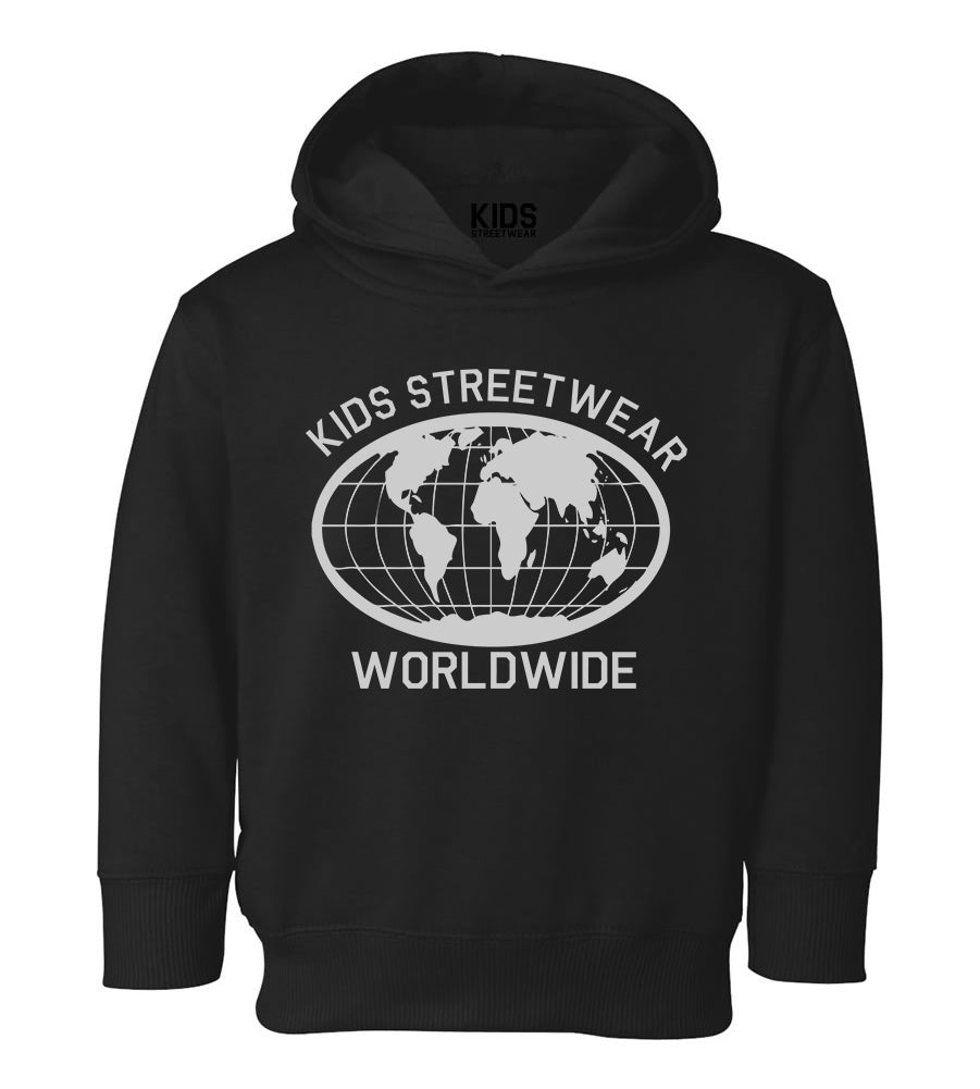 Kids Streetwear Worldwide Globe Toddler Boys Pullover Hoodie Black