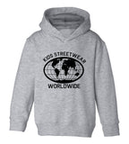 Kids Streetwear Worldwide Globe Toddler Boys Pullover Hoodie Grey