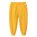 Plain Yellow Cotton Toddler Boys Jogger Sweatpants