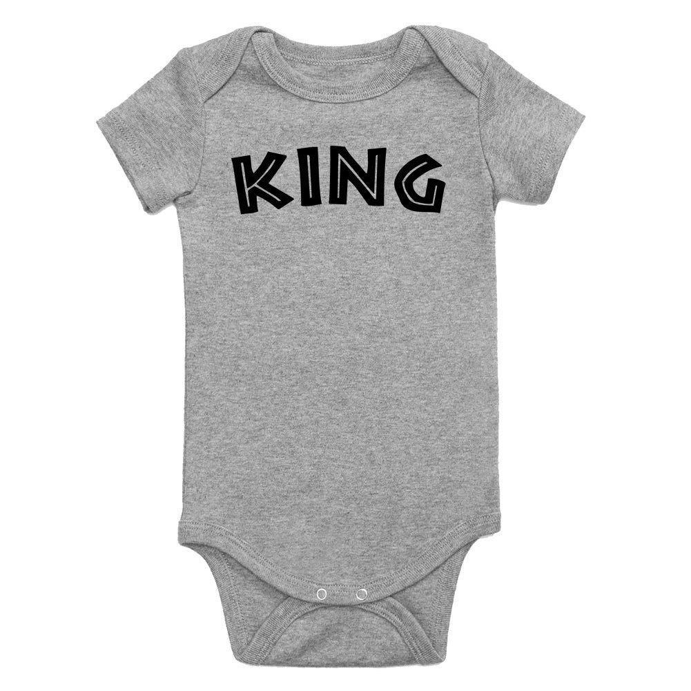 King Royalty African Font Infant Baby Boys Bodysuit Grey