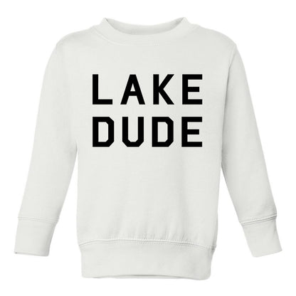 Lake Dude Outdoor Adventure Toddler Boys Crewneck Sweatshirt White