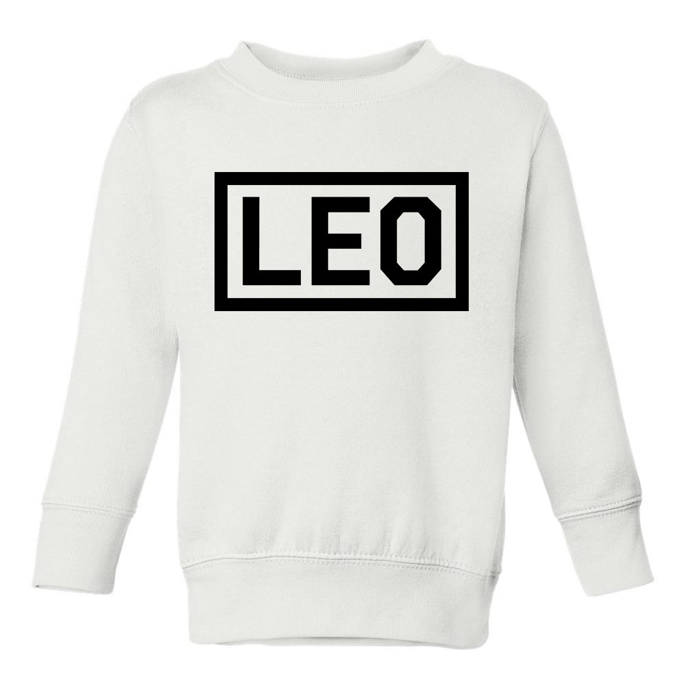Leo Horoscope Sign Toddler Boys Crewneck Sweatshirt White