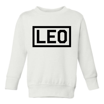 Leo Horoscope Sign Toddler Boys Crewneck Sweatshirt White