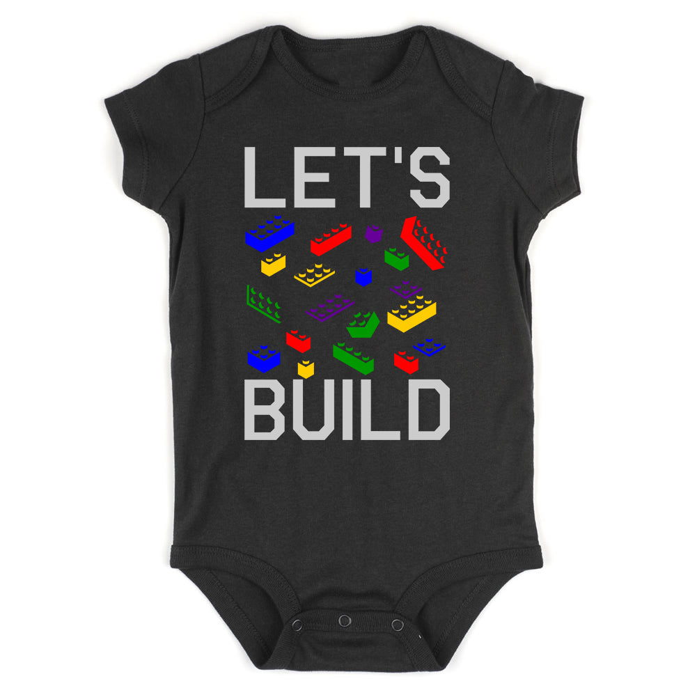 Lets Build Blocks Infant Baby Boys Bodysuit Black
