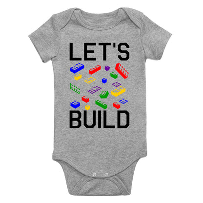 Lets Build Blocks Infant Baby Boys Bodysuit Grey