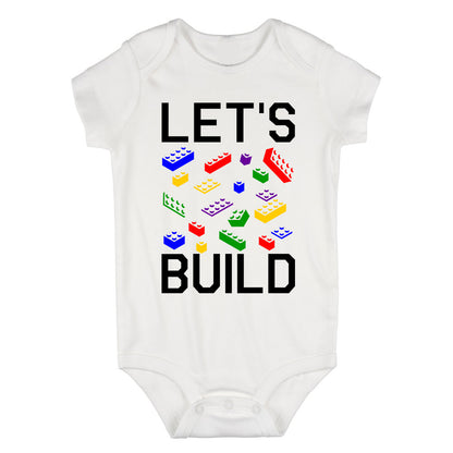 Lets Build Blocks Infant Baby Boys Bodysuit White
