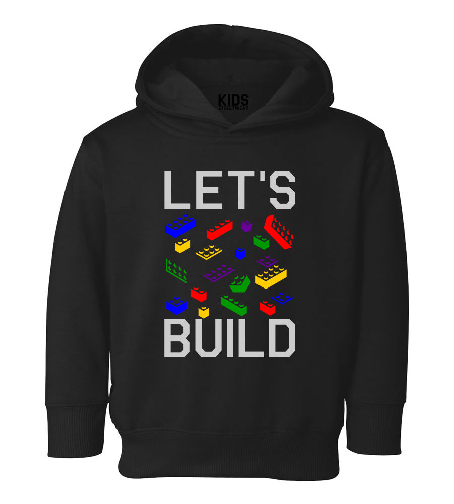 Lets Build Blocks Toddler Boys Pullover Hoodie Black