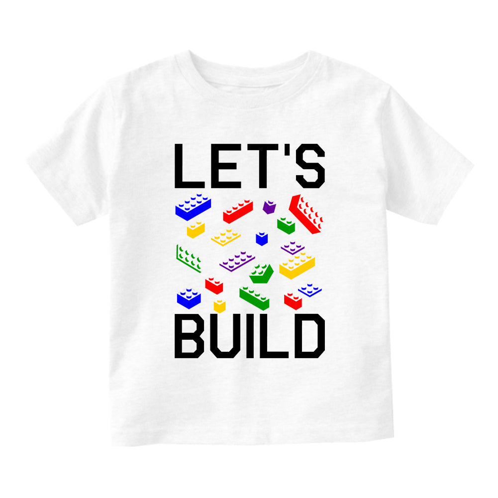 Lets Build Blocks Toddler Boys Short Sleeve T-Shirt White