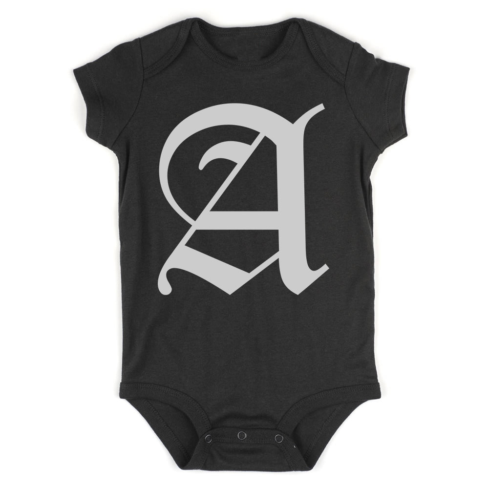 Letter A Old English Atlanta Infant Baby Boys Bodysuit Black