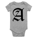 Letter A Old English Atlanta Infant Baby Boys Bodysuit Grey