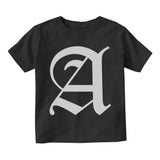 Letter A Old English Atlanta Infant Baby Boys Short Sleeve T-Shirt Black