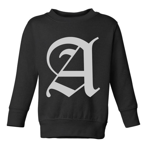 Letter A Old English Atlanta Toddler Boys Crewneck Sweatshirt Black