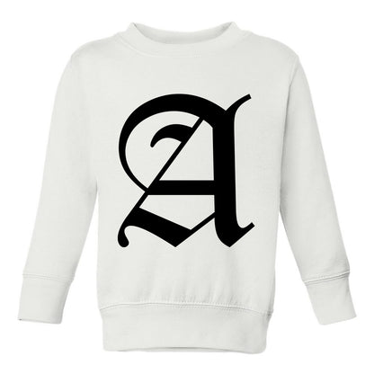 Letter A Old English Atlanta Toddler Boys Crewneck Sweatshirt White