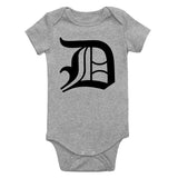 Letter D Old English Detroit Infant Baby Boys Bodysuit Grey