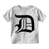 Letter D Old English Detroit Infant Baby Boys Short Sleeve T-Shirt Grey