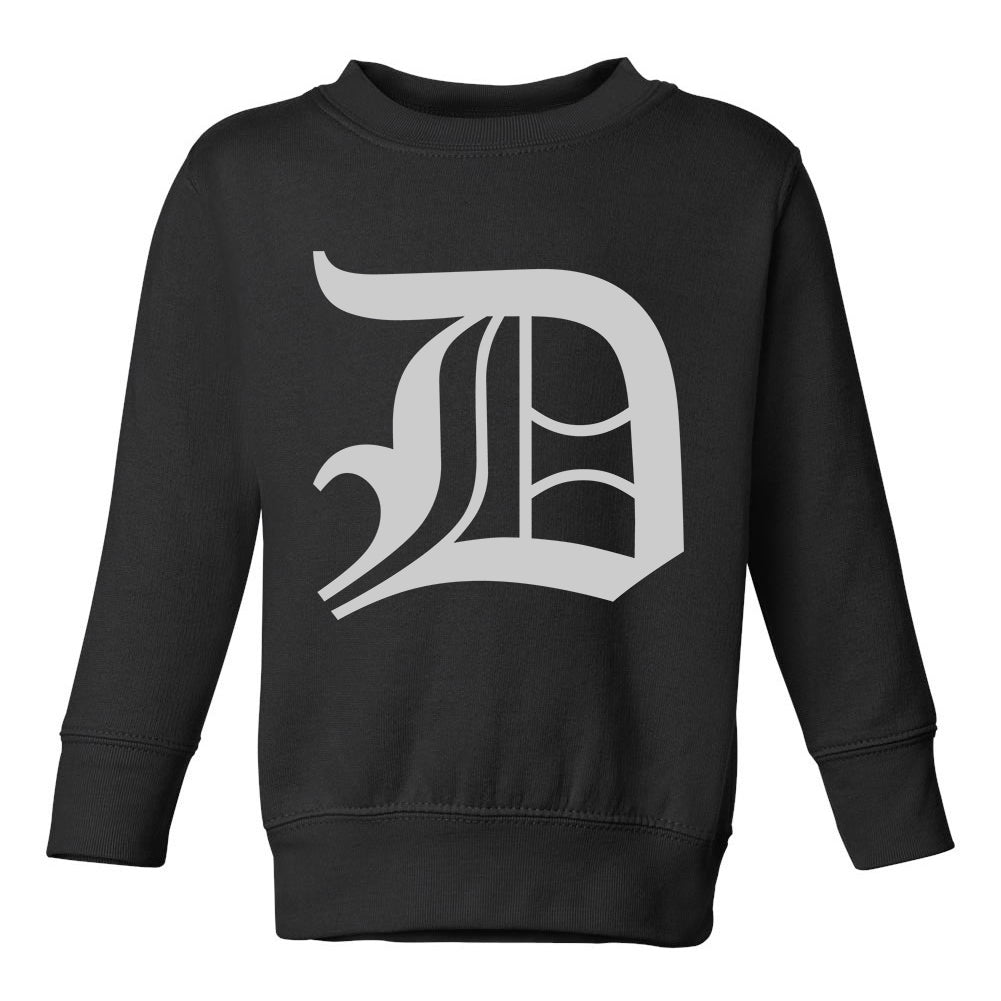 Letter D Old English Detroit Toddler Boys Crewneck Sweatshirt Black