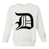 Letter D Old English Detroit Toddler Boys Crewneck Sweatshirt White