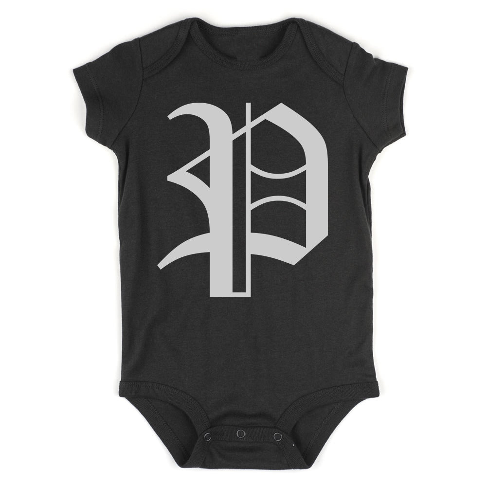 Letter P Old English Pittsburgh Infant Baby Boys Bodysuit Black