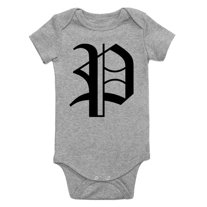 Letter P Old English Pittsburgh Infant Baby Boys Bodysuit Grey