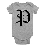 Letter P Old English Pittsburgh Infant Baby Boys Bodysuit Grey