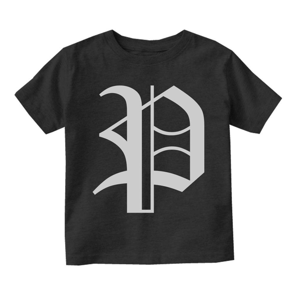Letter P Old English Pittsburgh Infant Baby Boys Short Sleeve T-Shirt Black