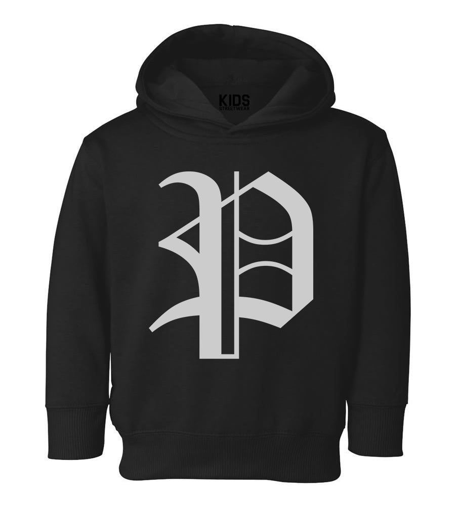 Letter P Old English Pittsburgh Toddler Boys Pullover Hoodie Black