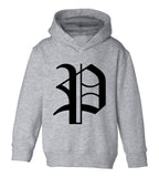 Letter P Old English Pittsburgh Toddler Boys Pullover Hoodie Grey