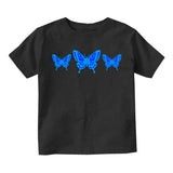 Light Blue Butterfly Infant Baby Boys Short Sleeve T-Shirt Black
