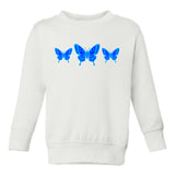 Light Blue Butterfly Toddler Boys Crewneck Sweatshirt White
