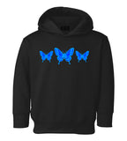 Light Blue Butterfly Toddler Boys Pullover Hoodie Black