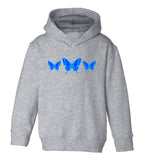 Light Blue Butterfly Toddler Boys Pullover Hoodie Grey