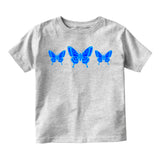 Light Blue Butterfly Toddler Boys Short Sleeve T-Shirt Grey