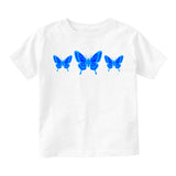 Light Blue Butterfly Toddler Boys Short Sleeve T-Shirt White