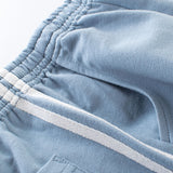 Light Blue Classic Double Striped Toddler Boys Casual Pants Detail
