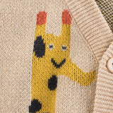 Light Tan Giraffe Pattern Toddler Knitted Cardigan Sweater