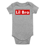 Lil Bro Red Box Infant Baby Boys Bodysuit Grey
