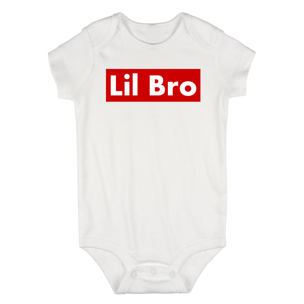 Lil Bro Red Box Infant Baby Boys Bodysuit White