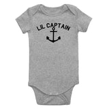 Lil Captain Sailing Anchor Infant Baby Boys Bodysuit Grey