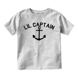 Lil Captain Sailing Anchor Infant Baby Boys Short Sleeve T-Shirt Grey