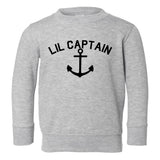 Lil Captain Sailing Anchor Toddler Boys Crewneck Sweatshirt Grey