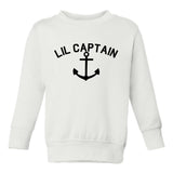 Lil Captain Sailing Anchor Toddler Boys Crewneck Sweatshirt White