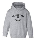 Lil Captain Sailing Anchor Toddler Boys Pullover Hoodie Grey