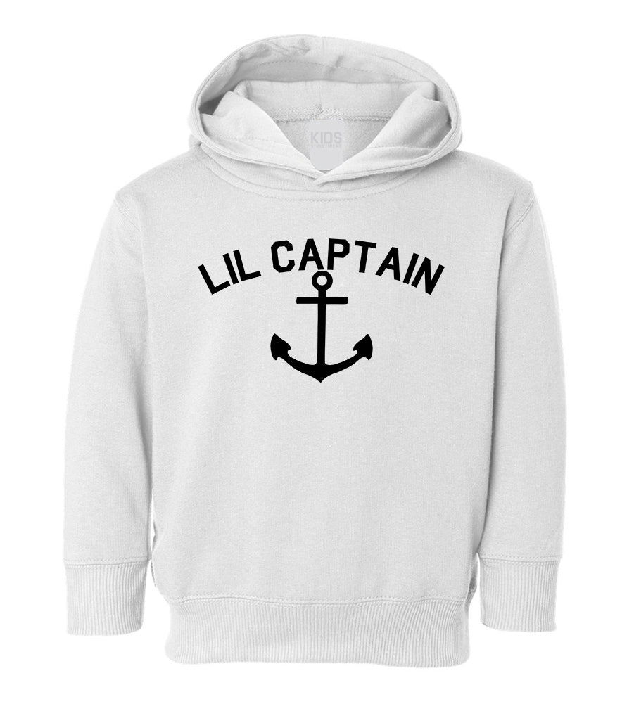 Lil Captain Sailing Anchor Toddler Boys Pullover Hoodie White