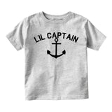 Lil Captain Sailing Anchor Toddler Boys Short Sleeve T-Shirt Grey