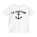 Lil Captain Sailing Anchor Toddler Boys Short Sleeve T-Shirt White