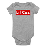 Lil Cuz Red Box Infant Baby Boys Bodysuit Grey
